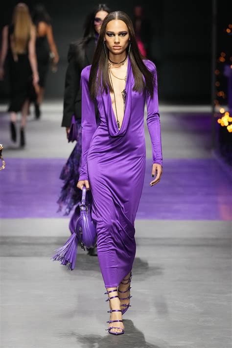 versace collection lavender jersey floral dress|Versace Dresses for Women .